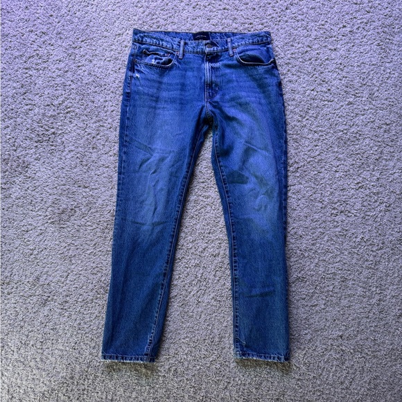 Skater Preppy Lucky Brand Straight Leg Ripped Jeans - Dark Blue/White 38x32.5 - Picture 1 of 8